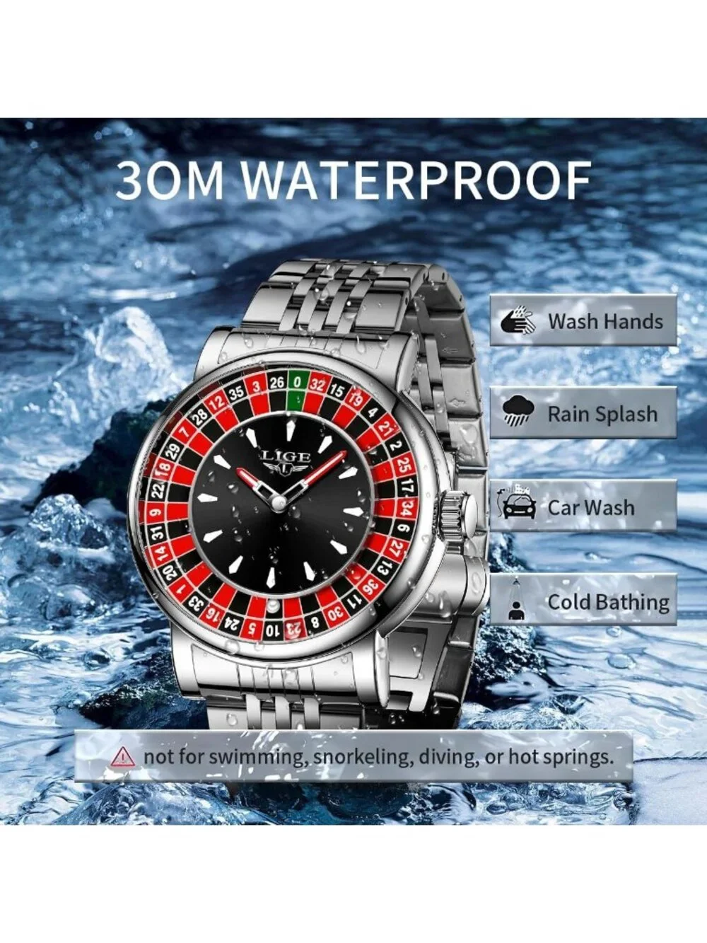 Waterproof Business Dress Quartz Watches for Men | Stylish Roulette Wheel Design